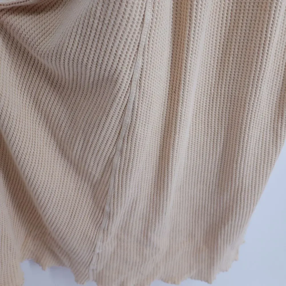 FP ONE Natasha Sleeveless Dress Beige Maxi Column Waffle Knit Women's L